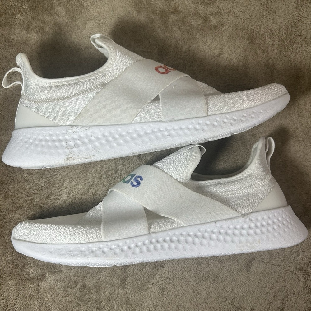 Adidas Puremotion Adapt Cloud White Slip On Rainbow Shoes GZ8524 Women's Size 10